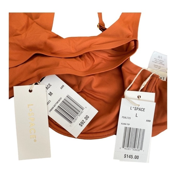 NEW L*Space Bikini Set Fused Alana Top Cabana Bitsy Bottom in Amber Size M / L - Picture 5 of 8